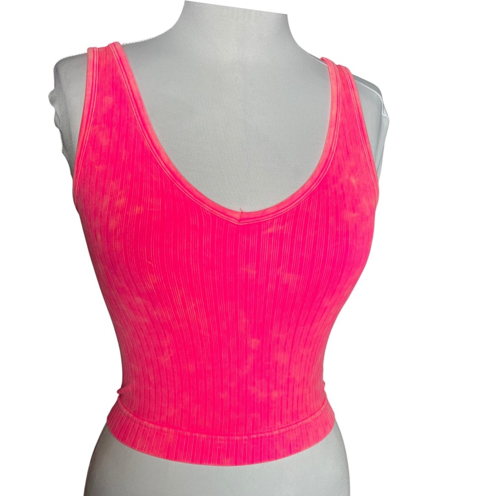 Zenana Outfitters Neon Fuchsia Mineral Wash Ribbed Tank Top